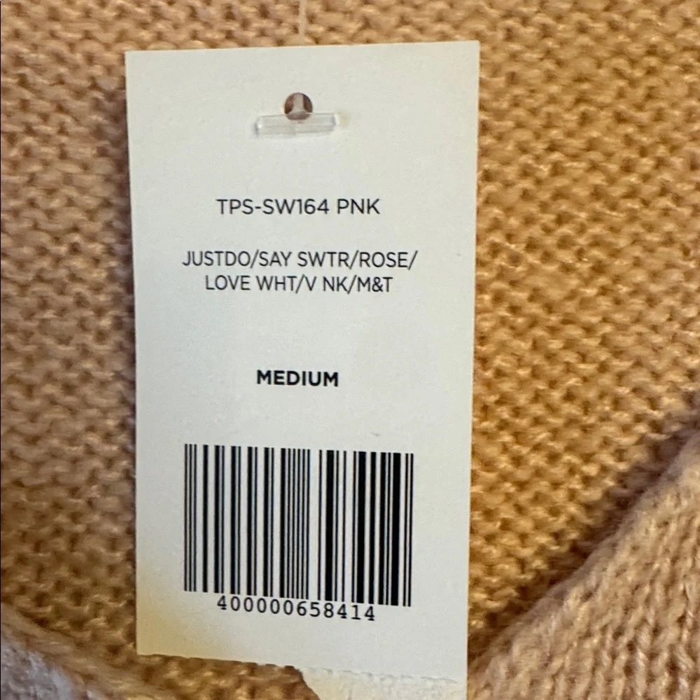 NWT! Mia & Tess Love V-Neck Sweater - Pink, sz M - Picture 3 of 7